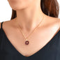 Fashion Accessories Gold Chain Heart Windred Enamel Round Charm Ladies Necklace-0
