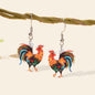 Statement Jewellery Colourful Cock Chicken Acrylic Dangling Rooster Earrings-0