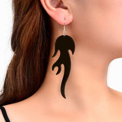 Hip Hop Punk Style Korean Red Acrylic Fire Big Statement Dangle Trendy Earrings-6