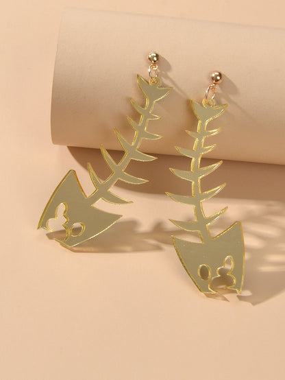 Personality Creative Acrylic Fish Bones Dangling Earrings Rock Statement Jewelry-0