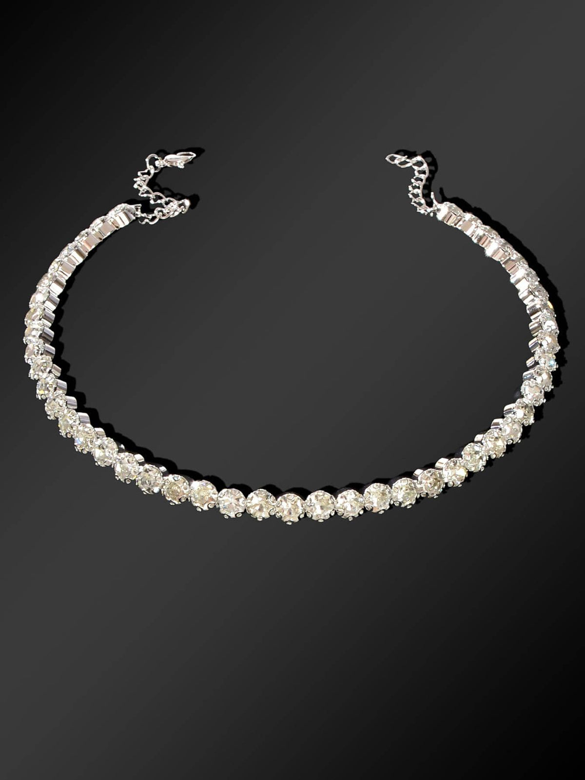 Silver Short Necklace Full Diamond Embellishment Choker-1
