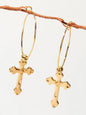 Steampunk Cross Charm Circle Hoop Earrings Goth Hip Hop Party Decoration Jewelry-0