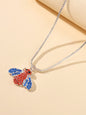 Birthday Gifts Silver Chain Red Blue Rhinestone Bee Pendant Necklace Jewellery-0