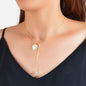 Exquisite Jewellery Gold Chain White Round Pendant Pearl Charm Y shape Necklace-0