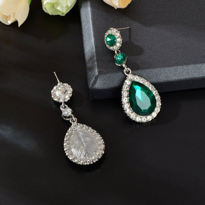 Gorgeous Acrylic Rhinestone Decor Water Drop Dangle Earrings Wedding Party Jewelry-1