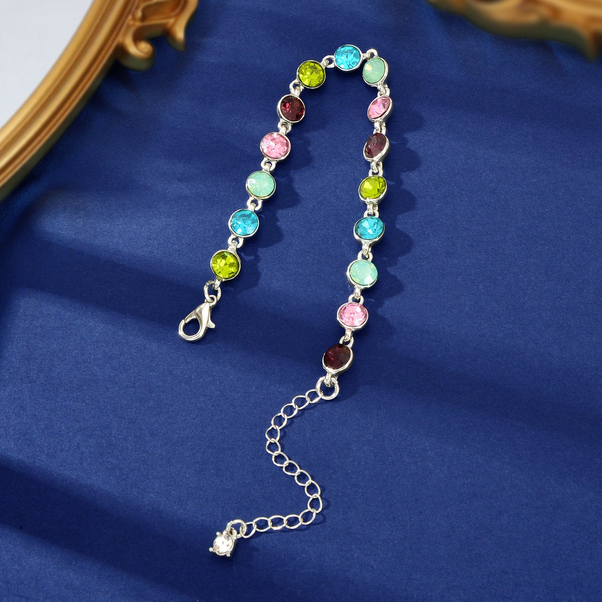 Elegant High Quality Multicolour Rhinestone Decor Bracelet Anniversary Party Prom Jewelry-3