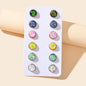 6 Pairs Mixed Candy Colour Acrylic Shiny Round Small Stud Piercing Earrings set-3