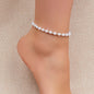 Handmade Pearl Beads Silver Adjustable Anklet Bracelet Cool Beach Foot Jewellery-0