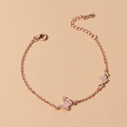Anniversary Wedding Jewellery Rosegold Chain Butterfly Charm Bracelet Women Gift-0