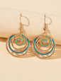 Party Decoration Women Blue Green Gold Circle Dangle Earrings Ladies Jewellery-0