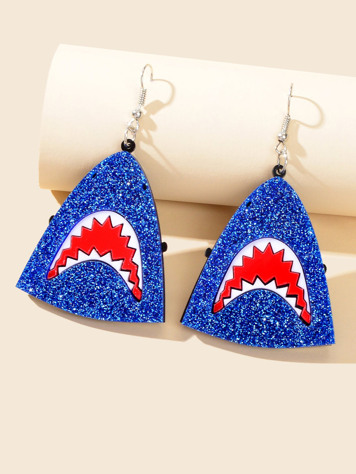 Funny Acrylic Blue Shark Head Earrings Unique Creative Ocean Marine Jewellery-0