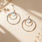Modern Geometric Circle Dangle Earrings Minimalist Double Hoop Disc Design Daily Officework Jewelry-1