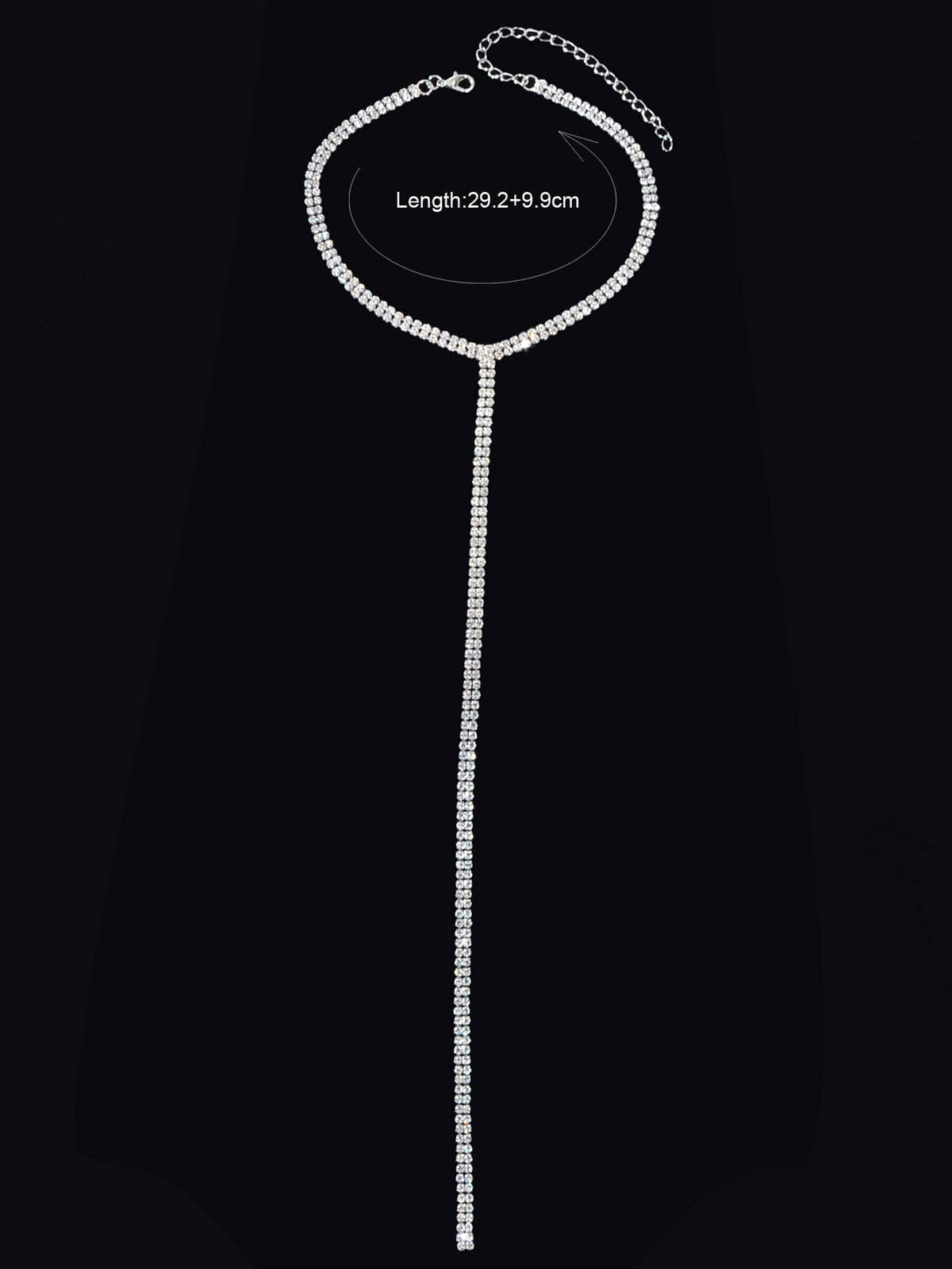Silver Fringe Necklace with Full Diamond Embellishment Gift-1