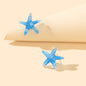 Ocean Beach Tribal Chic Blue Resin Starfish Stud Earrings Holiday Sea Jewellery-0