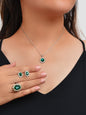 Crystal Flower Necklace Stud Earrings Finger Ring Luxury Wedding Jewellery Set-0