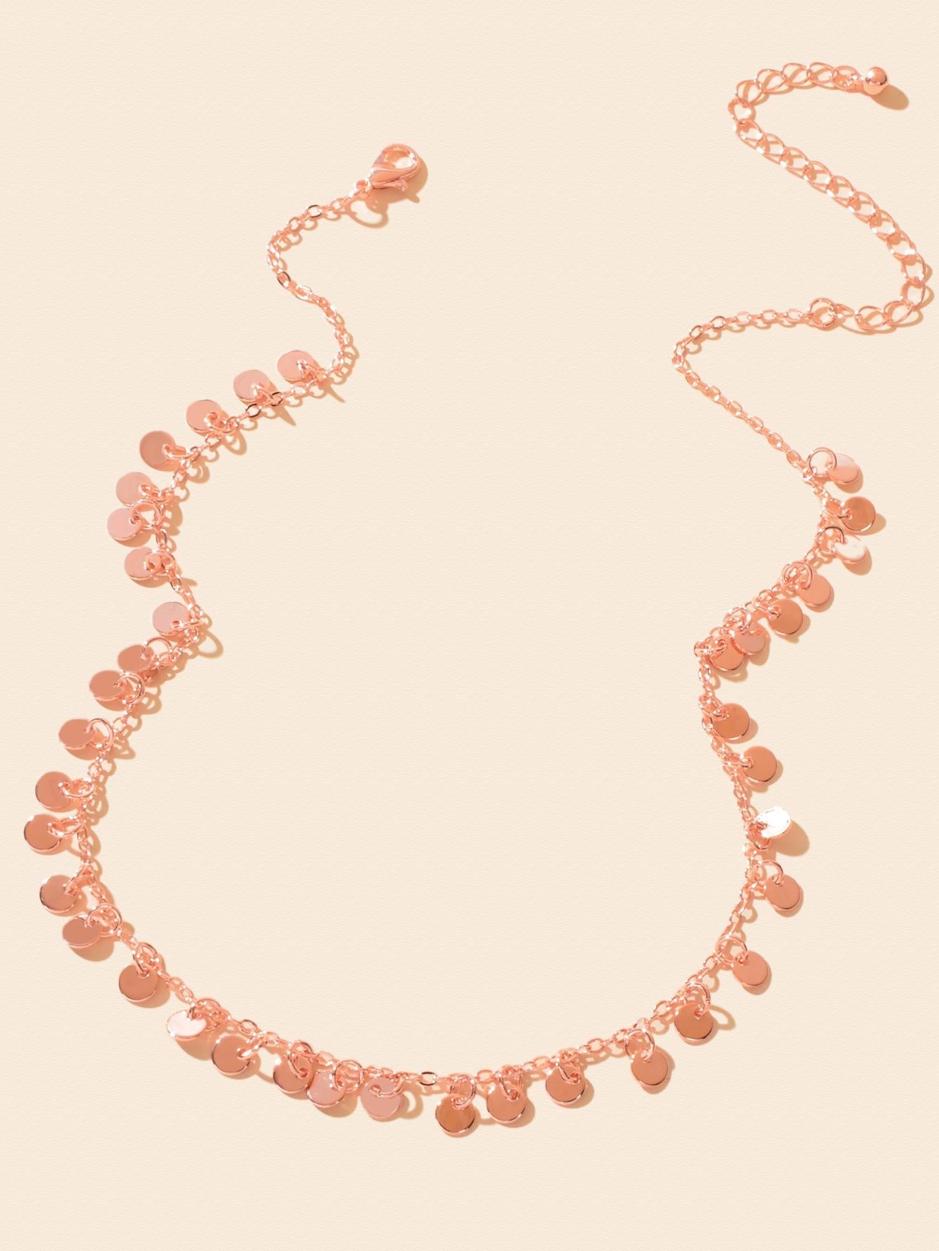 Round Disc Charm Rolo Necklace Dainty Coin Jewellery Bohemia Sequin Party Choker-1