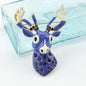 Delicate Xmas Jewellery Rhinestone Reindeer Brooch Purple Deer Head Animals Pin-0