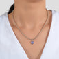 Party Decoration Popcorn Beads Silver Chain Purple Love Heart Charm Necklace-0