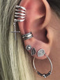 6 pcs Tribal Ethnic Antique Circle Cross Oxidized Intricate Hoop Stud Ear Cuff-0