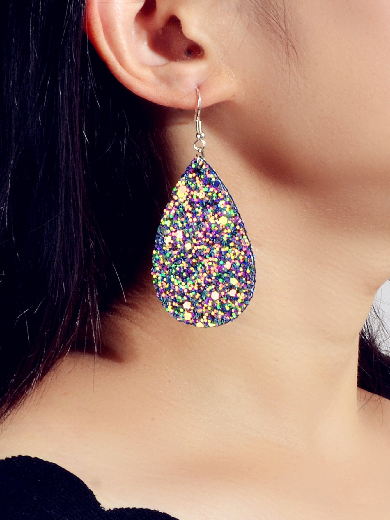 Shining Female Jewelry Multi-colored Sequins Water Drop Earrings for Women Party-0