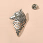Vintage Punk Antique Silver Carved Wolf Head Pin Lapel Brooch Badge Accessories-0