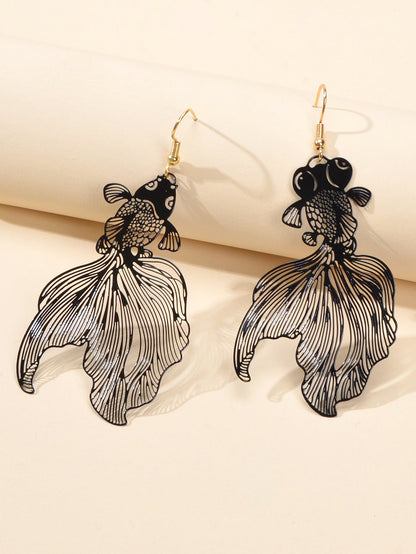 AU Stock Lovely Goldfish Shape Drop Dangle Earrings Hollow Fish Party Jewellery-4