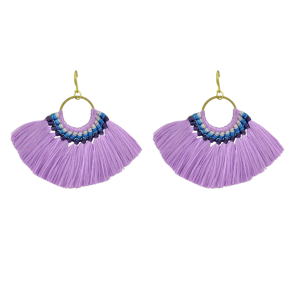 Ethnic Traditional Jewellery Colorful Tassel Fan Shape Dangle Bohemian Earrings-9