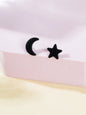 Starry Night Delight Moon and Stars Stud Earrings - Sparkle Under the Moonlight-1