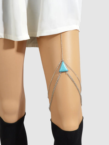 Sexy Multi-layer Silver Triangle Turquoise Leg Chain Boho Chic Body Jewellery-0