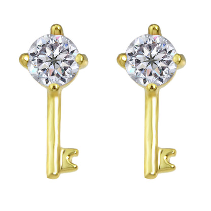 Perfect Wedding Engagement Jewellery Created Cubic Zirconia Key Stud Earrings-4