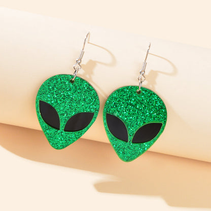 Acrylic UFO Alien Outer Space Superman Dangling Drop Earrings Funky Jewellery-4