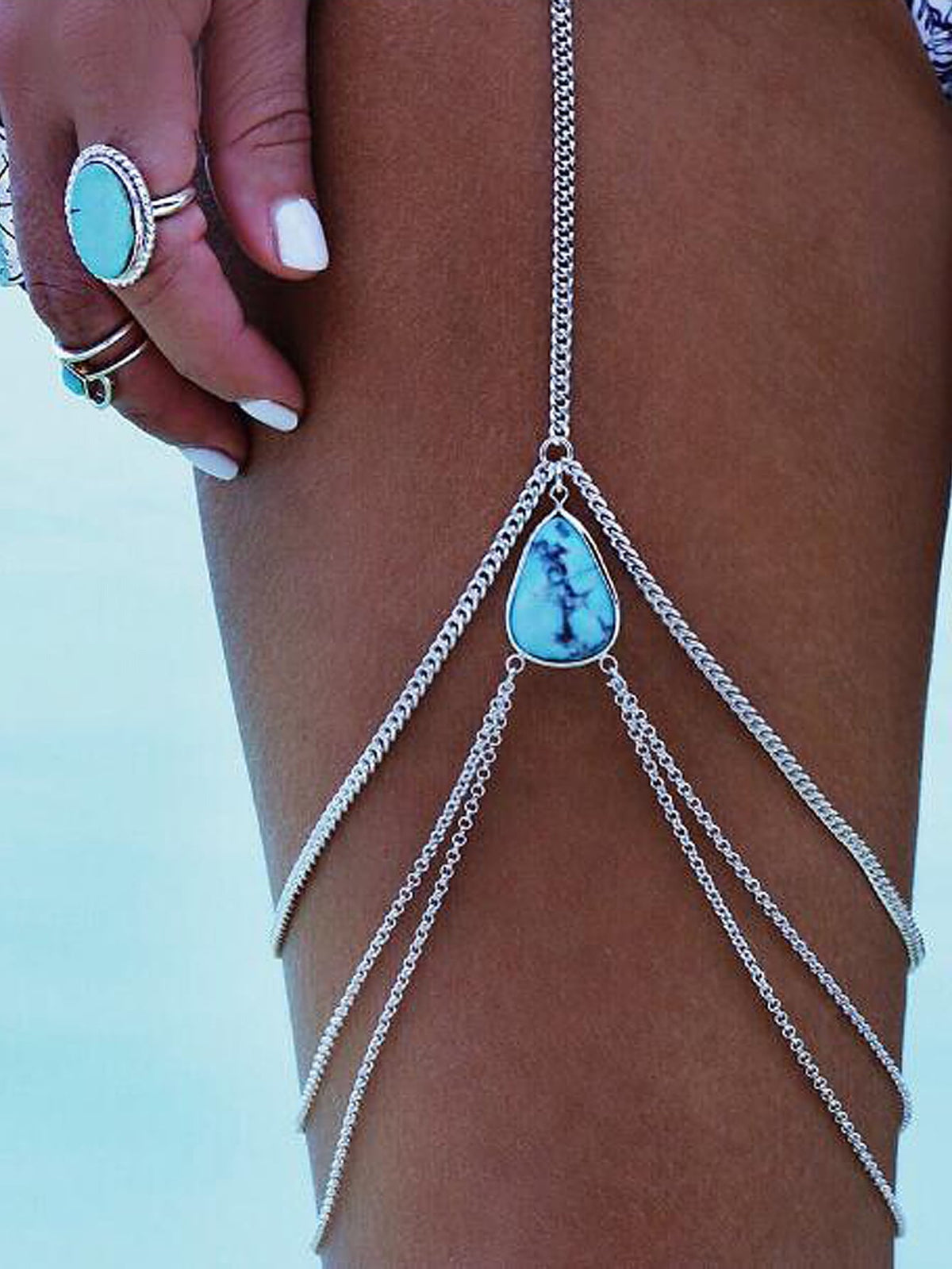 Bohemian Summer Sexy Beach Multilayer Leg Chain Women Body Jewellery Thigh Chain-0