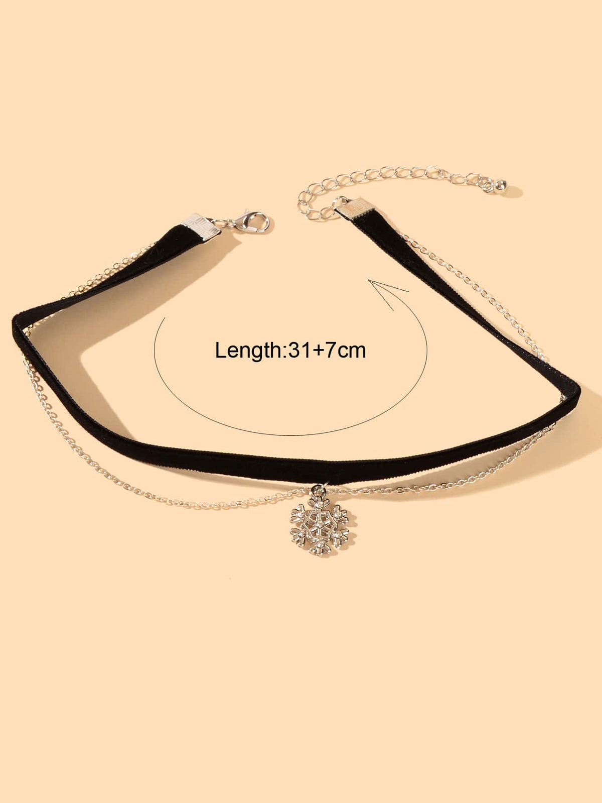 Snowflake Pendant Black Velvet Double-Layer Short Necklace-1