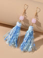 Ethnic Traditional Jewellery Pink Beads Rope Tassel Dangle Earrings for Women-0