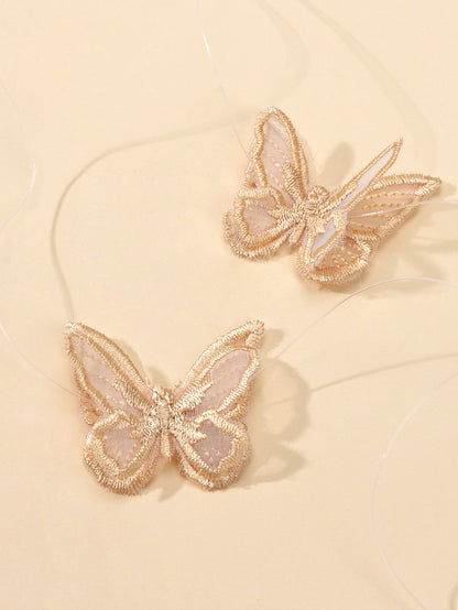 Double Layer Transparent Cord Lace Butterfly Choker Necklace Women Collar Gift-3