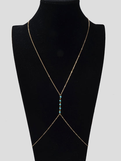 Sexy Turquoise Gold Silver Body Chain Beach Bikini Belly Waist Body Jewellery-0