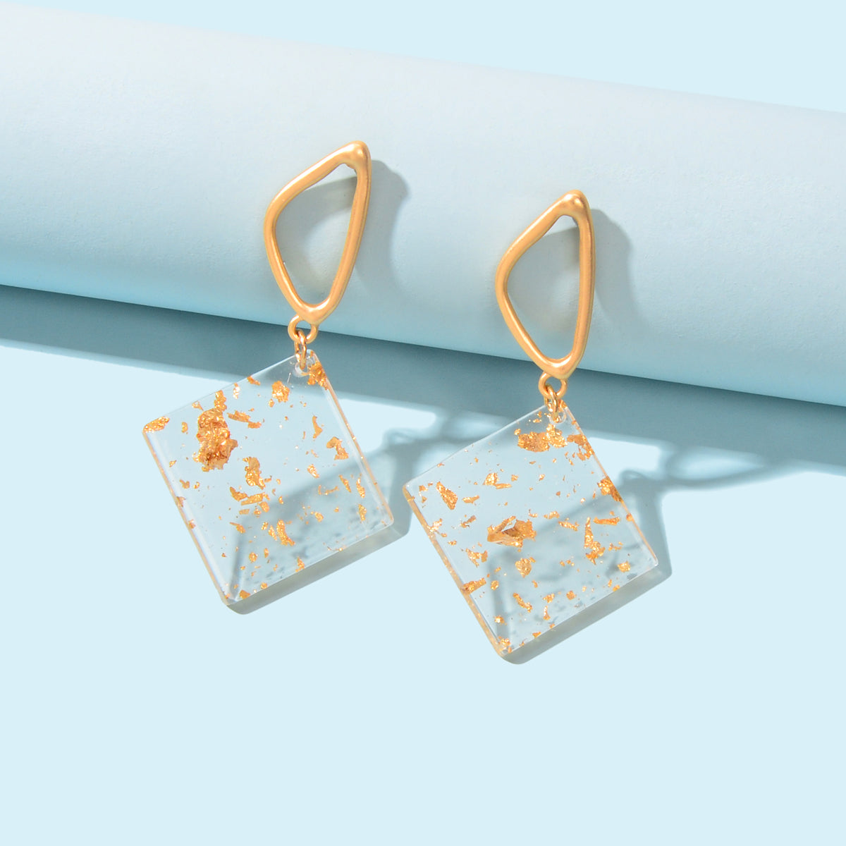 Transparent Statement Resin Geometric Dangle Earrings Girl Lightweight Jewellery-0