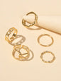 Minimalist Punk 5 pcs Trendy Gold Silver Stackable Multiple Midi Finger Ring Set-3