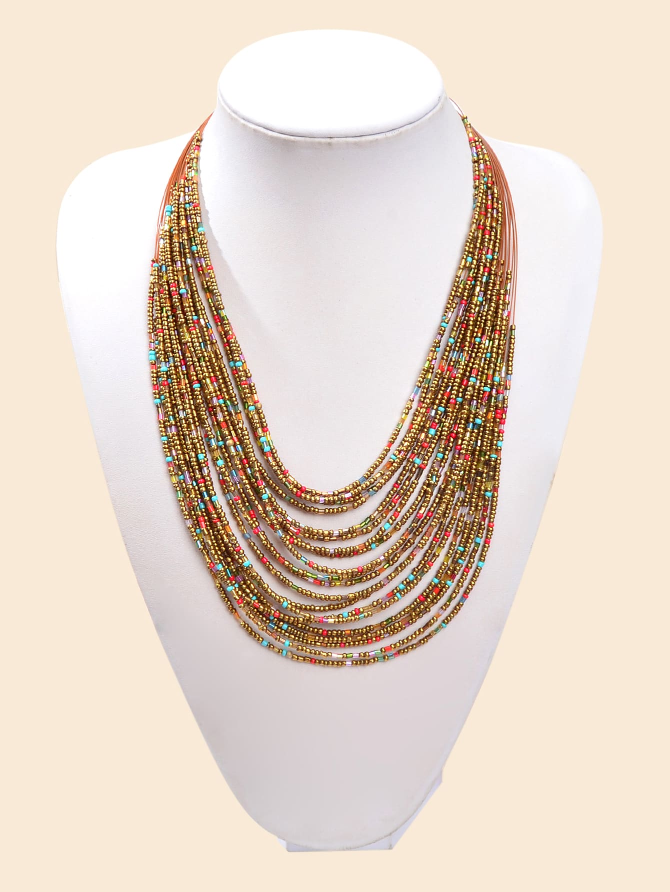 Colorful Seed Beads Multilayer Chunky Necklace Bold Jewelry-1