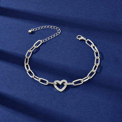 Sparkle Bling Crystal Love Heart Bracelet Women Girl Fashion Gift Couple Jewelry-1