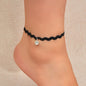 Black Rope Friendship Ocean Wave String Round Crystal Anklet Surfer Ankle Chain-0