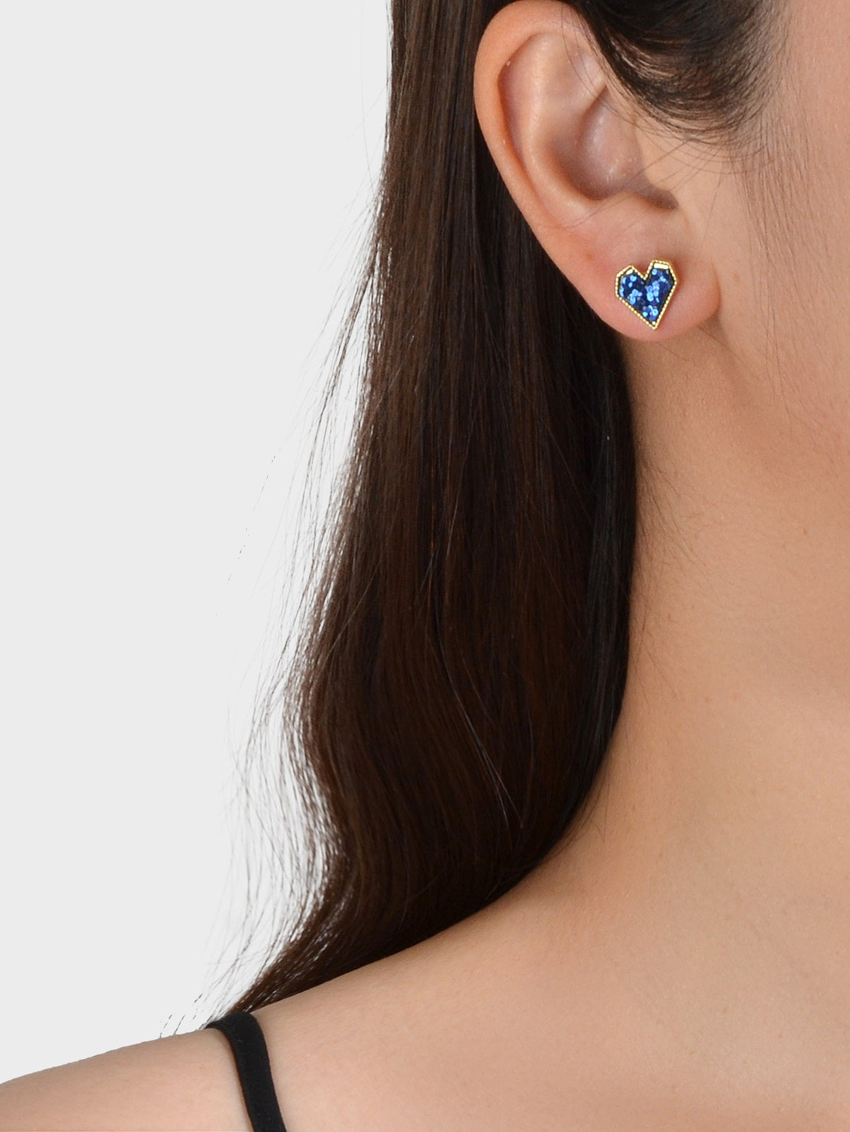 Cute Funny Blue Pink Shining Sequins Heart Stud Classics Wedding Party Earrings-1
