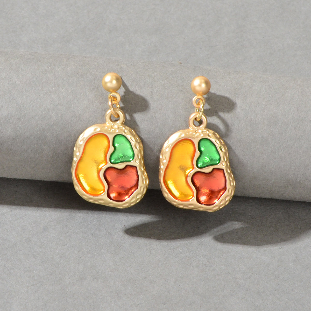 Art Designer Jewellery Colorful Palette Shape Gold Plated Pierced Party Earrings-0