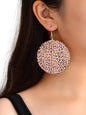 Personality Leopard Pattern Round Wood Big Dangle Earrings Girl Party Decoration-0