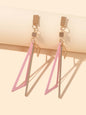 Gold Metal Geometric Triangle Dangle Stud Earring Women Textured Accessories-6