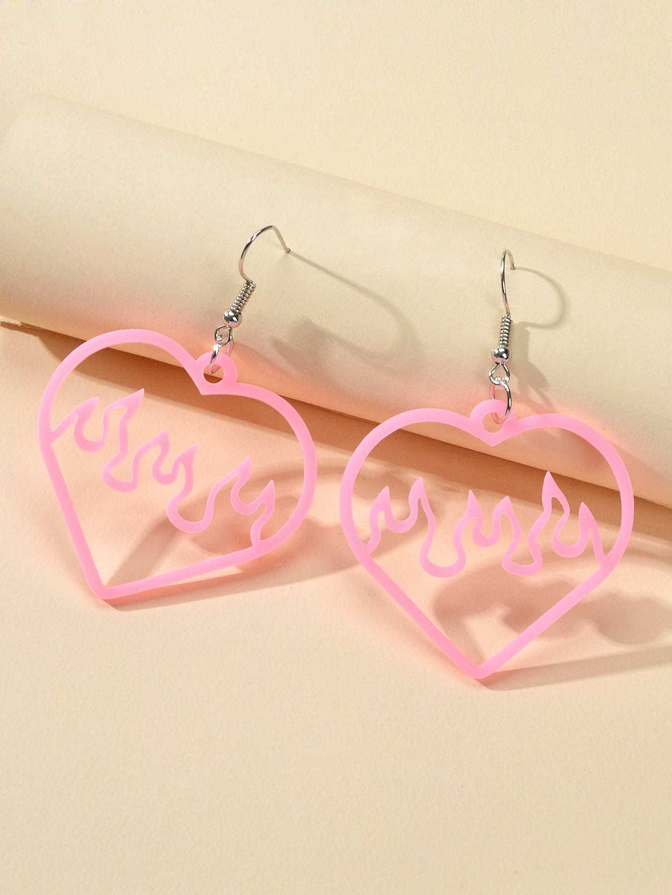 Feelontop Acrylic Hollow Love Heart Drop Earrings Party Women Gift Accessories-4
