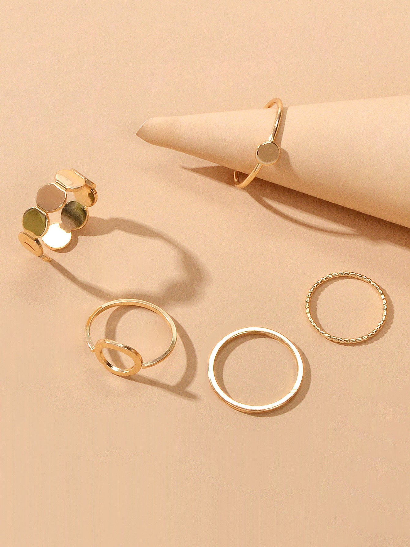 5 pcs Minimalist Jewellery Gold Silver Metal Geometric Midi Finger Knuckle Ring-4