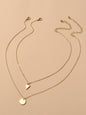 2pcs Minimalist Style Women Accessories Gold Chain Triangle Round Charm Necklace-0