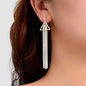 Rhinestone Triangle Silver Tassel Long Chain Drop Dangle Party Stud Earrings-5