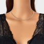 Punk Silver Minimalist Flat Herringbone Snake Chain Necklace Short Women Collar-0